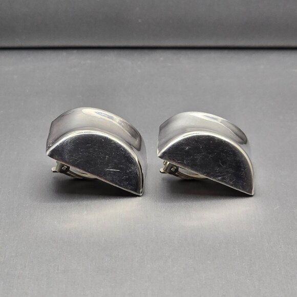 Taxco Sterling Silver Square Hollow Clip-On Earrings 1.125" TH-56 Mexico 19.31g - Picture 4 of 9